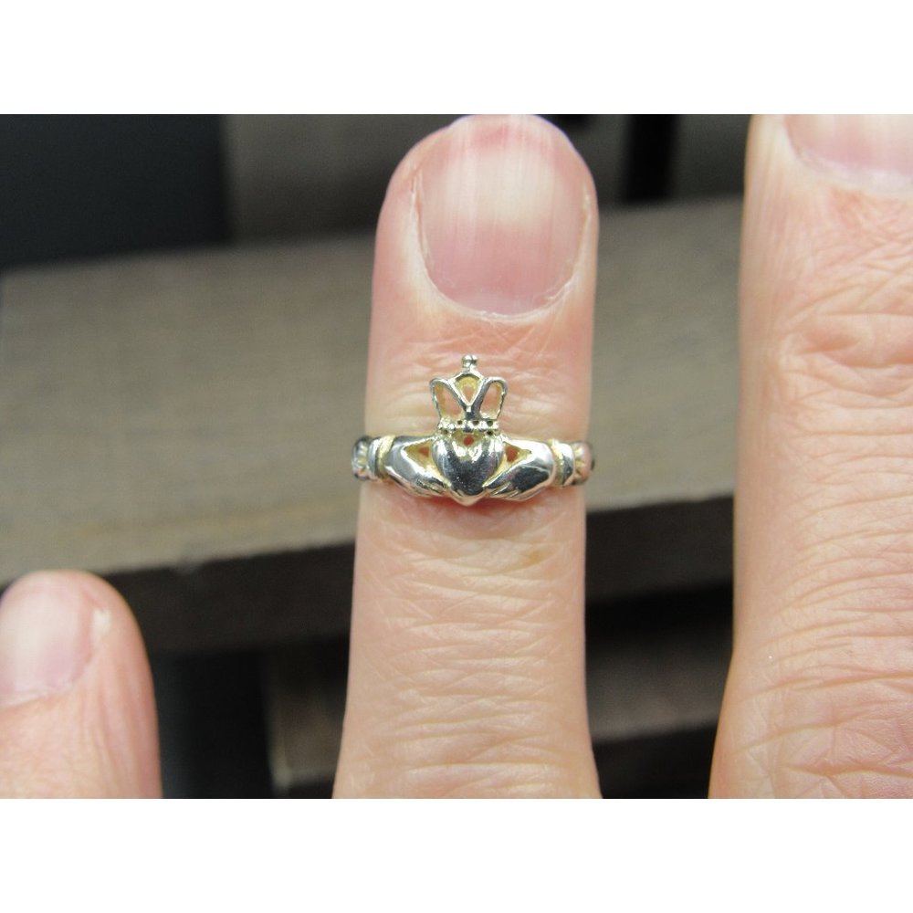 Size 3 Sterling Silver Rustic Claddagh Toe Band Ring